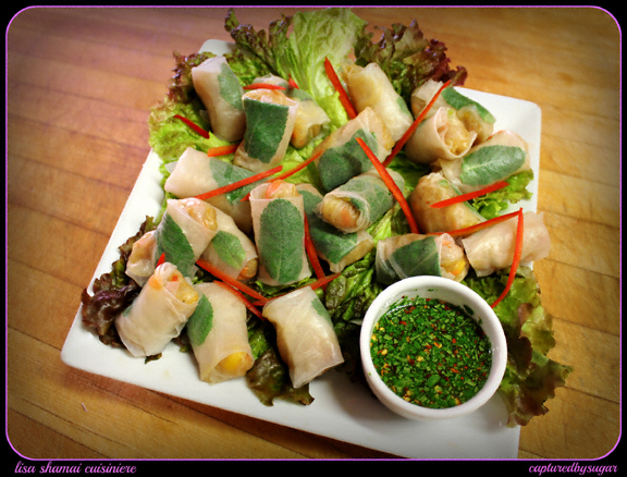 Thai spring rolls nicely displayed on a plate